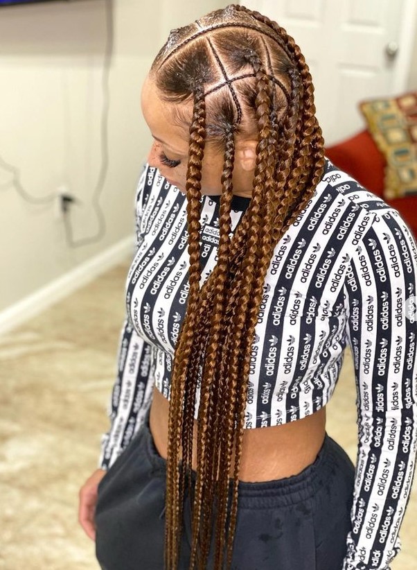 Jumbo braids with cornrows