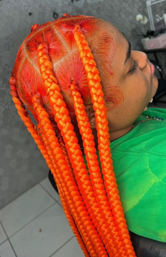 Orange jumbo knotless braids