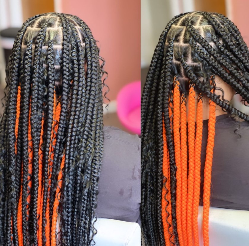 orange peekaboo braids