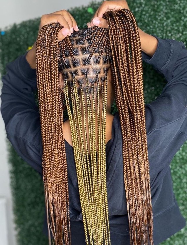 blonde and brown peekaboo braids 