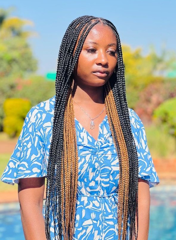 brown and black peekaboo braids