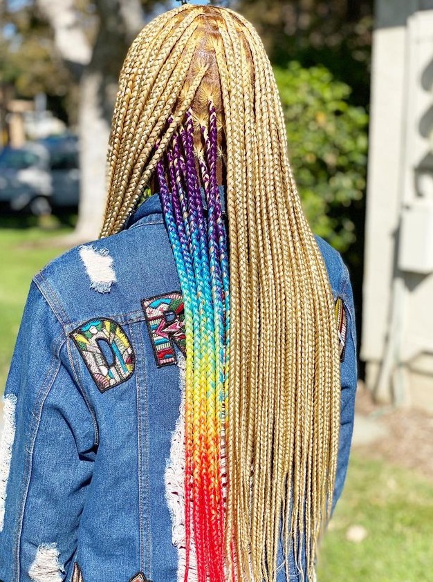 multicolored peekaboo braids