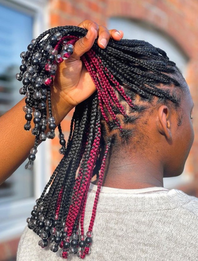 Short peekaboo braids with beads