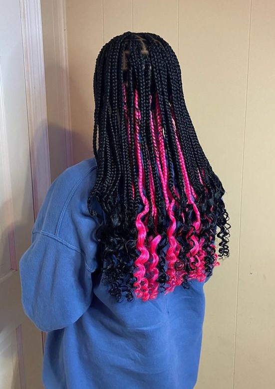 Peekaboo braids with curly ends