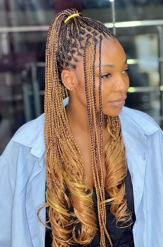 Knotless French Curl Braids